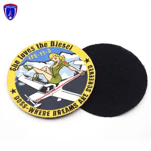 Custom made embroidery badges with sticker