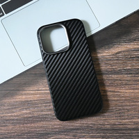 Coque de téléphone en fibre de carbone motif de couture créatif anneau d'objectif en métal pour iphone 14 15 16 Promax Kevlar Anti-chute accessoires de téléphone