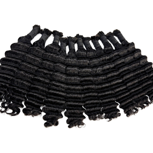 Human Hair Deep Wave Bulk Hair No Weft Natural Black Soft Smooth Texture For <b>Braiding</b> <b>Wig</b> Making Bulk Order - Product Image 3