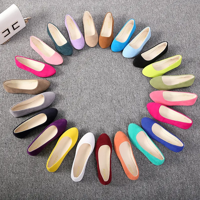 2021 moins cher printemps nouveau daim coréen pointu chaussures simples femmes couleur bonbon à fond plat chaussures pour femmes appartements