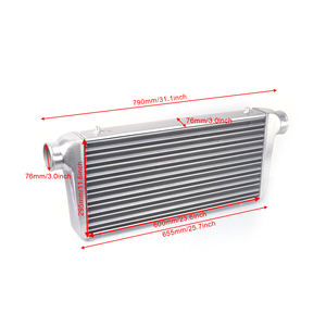 Radiateur d'<span class=keywords><strong>intercooler</strong></span> de voiture 76 mm de sortie, tube turbo et ailettes universel 600x300x76 mm, noir argent, aluminium, radiateur d'admission d'air froid - Product Image 3
