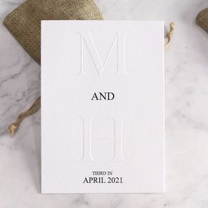 Tùy Chỉnh Thanh Lịch Dày Trắng Bông Giấy Dập Nổi Tiết Kiệm Các Ngày Thẻ Cho Đám Cưới Văn Phòng Phẩm Lời Mời - Product Image 5