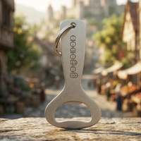 Décapsuleur porte-clés d'été en acier inoxydable plaqué argent avec logo gravé au laser pour ouvrir les bouteilles de bière