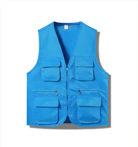 Custom Print Outdoor Colete Multi Bolso Funcional escalada pescador Jornalista Fotografia Homens Cargo Work Vest