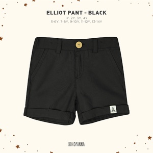Shorts en coton noir pour filles, taille haute, fermeture à boutons, couleur unie, poches latérales, bas de tenue décontractée d'été, 1Y-14Y - Product Image 3