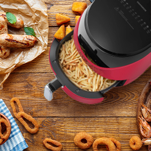 Friteuse à <span class=keywords><strong>air</strong></span> de 6,5 L Pro 12-en-1 XL Grande friteuse à <span class=keywords><strong>air</strong></span> Four avec <span class=keywords><strong>livre</strong></span> de <span class=keywords><strong>cuisine</strong></span> 7 pintes Grande friteuse à <span class=keywords><strong>air</strong></span> chaud électrique de taille familiale - Product Image 3