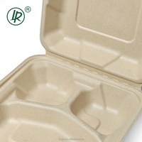 800ml 8 pouces 3 compartiments personnalisable Rectangle biodégradable Togo conteneur à emporter déjeuner papier boîtes d'emballage pour Restaurant