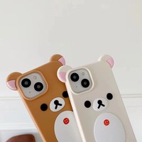 Dessin animé en trois dimensions mignon ours brun Anti-chute coque de téléphone en Silicone pour Phone16promax 15 14 13 couverture arrière housse de protection
