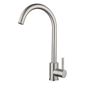 Modern Single Handle 1 Hole Hot Cold Brushed Nickel Stainless Steel Kitchen Sink Faucet Kitchen Tap Mixer