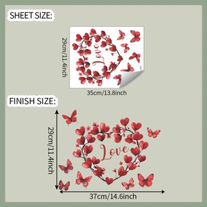 DAMAI Adhesivos Decorativos de Pared con Diseño de Corona de Rosas Animadas y Mariposas para el Día de San Valentín, Material de PVC Autoadhesivo, Decoración Romántica Festiva para Interiores - Product Image 4