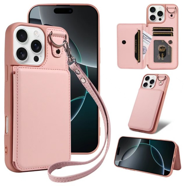 RFID Blocking Flip Wallet Case with Card Holder & Kickstand Shockproof & Anti-Drop Protective Phone Cover for 17/14/13