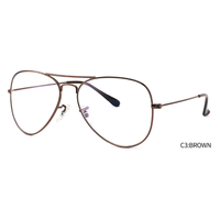 Gafas Clásicas de Acero Inoxidable con Lentes Transparentes, Montura de Doble Puente, Estilo Piloto, Montura Óptica