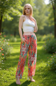 Pantalon Harem en Chiffon Taille Mi-Haute Longueur Entière Imprimé Coupe Ample Décontracté Été Femme avec Poches Tissu Respirant - Product Image 2