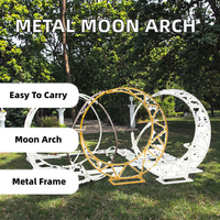 Nouvelle Arche de Lune en Fer Portable pour Décoration de Scène de Mariage, Toile de Fond 2m x 1.75m pour Fond de Mariage