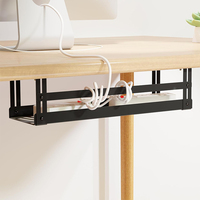 Lot de 2 kits de gestion de câbles sous bureau pour télétravail, support pour multiprise, cache-câbles, plateau de bureau, organisateur de câbles pour bureau
