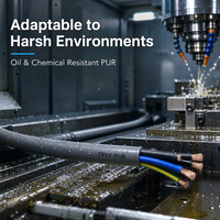 Câble pour machine-outil industrielle TRVV-PUR, câble flexible multi-brins en PUR, résistant au feu et aux plissons