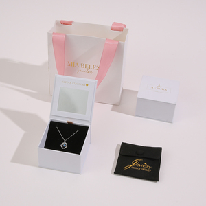 High End Magnetic Flip Jewelry <b>Box</b> Custom Logo Printed with <b>Mirror</b> and Ribbon Bow for Women Jewelry Gift Packaging - Product Image 3