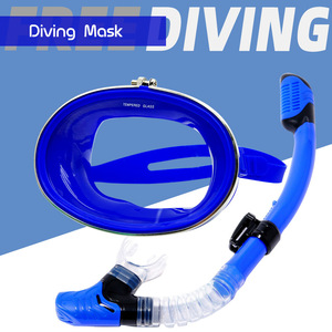 Ensemble masque de plongée et tuba, système de respiration entièrement sec, pour adulte, une seule fenêtre, verre trempé, silicone, équipement de sports nautiques - Product Image 3