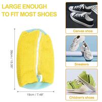 Nouveau sac de lavage de chaussures réutilisable, écologique, doux, jaune, avec fermeture éclair invisible et design en maille pour lave-linge/séchoir, maison/bureau/voyage