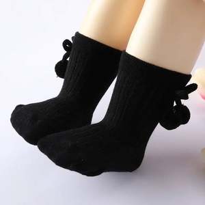Chaussettes pour bébés filles, I-0095, vente chaude d'automne, mode, mignonnes, boule moelleuse, nœud princesse, chaussettes en coton doux, couleur unie, nœud fantaisie - Product Image 2