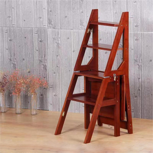 Tabouret multifonctionnel en bambou, mobilier de <span class=keywords><strong>bibliothèque</strong></span>, <span class=keywords><strong>échelle</strong></span> pliante à 4 marches pour adultes - Product Image 5
