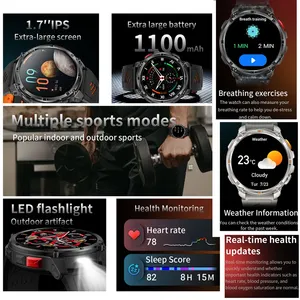 HT33 Nuovo T-Rex3 Pro Smartwatch con Display Amoled da 1,7 Pollici, Batteria da 1100mAh, GPS, Impermeabile 5ATM, Assistente Vocale, Tracker per Corsa e Sport - Product Image 2