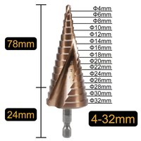Jeu de 4 forets à pas variable M35 en cobalt, forets coniques à rainures spirales robustes, tige hexagonale pour acier inoxydable et métaux durs