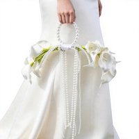 Bouquet de mariée Calla Lily avec poignée en perles, bouquet de mariage nacré pour demoiselle d'honneur, mariage, fête, décoration d'église