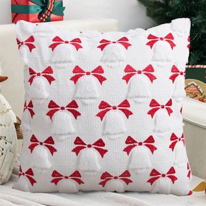 Nouvelle Arrivée Housse de Coussin 3D Broderie Cœur Clochette Père Noël Style Carré Moderne pour Décoration Maison Noël Halloween - Product Image 2