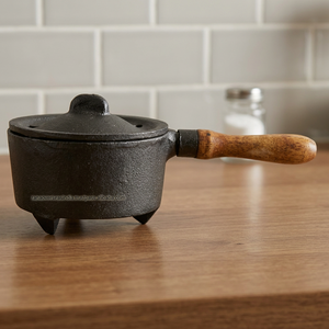 Nuevo Caldero de Hierro Fundido Duradero para Todas las Estaciones con Tapa y Asa de Madera de 2.5 Pulgadas para Rituales Ortodoxos de Ahumado, Pooja, Wicca y Uso Manual - Product Image 2