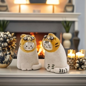 Inglés corto Tigre gato fragante piedra ornamento hecho a mano cerámica muñeca hogar sala de estar decoración no fuego aromaterapia - Product Image 6