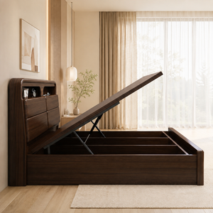 Lit en bois de noyer massif sculpté <span class=keywords><strong>à</strong></span> <span class=keywords><strong>la</strong></span> <span class=keywords><strong>main</strong></span>, écologique, avec tiroir de rangement, cadre de lit en bois durable, taille king 1,5m/1,8m/2m - Product Image 3
