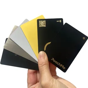 Premium Preto/Ouro/Prata Personalizado Chip Escondido Nfc Metal Cartões de Visita Metal Cartão Com Gravado Logotipo Personalizado