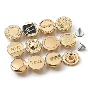 Golden Plating Jeans <b>Buttons</b> and Rivets Zamac Custom Brand Logo Pattern Metal Jean Jacket <b>Buttons</b> for Jeans Denim Clothing - Product Image 2