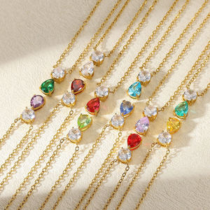 จี้สร้อยคอหิน 12 ราศีสำหรับผู้หญิง สร้อยคอโชคเกอร์สแตนเลสสตีลประดับเพชรแล็บ สร้อยคอหินประจำวันเกิดสำหรับงานแต่งงาน - Product Image 2