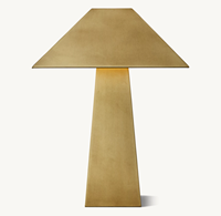Lampe de table LED E26 conique en laiton vieilli, design minimaliste moderne et flexible, pour éclairage d'ambiance de chambre