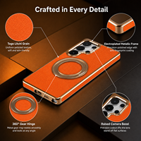 Coque de téléphone en PU texturé Togo personnalisée en gros avec béquille rotative à 360° pour la série Samsung Galaxy S23-S26 Ultra