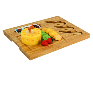 Wholesale <strong>Wood</strong> Hot Sale <strong>Unfinished</strong> Durable Yangjiang Smirly Bamboo Square <strong>Cheese</strong> <strong>Board</strong> Knife Set With Bowls - Product Image 3