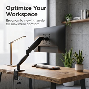 Matte Black Aluminum Alloy Single Universal Eco-Friendly Full Motion Ergonomic <b>Adjustable</b> Gas Spring <b>Monitor</b> <b>Stand</b> Customized - Product Image 3