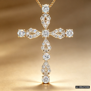 CUSTOM SILVER 10K/14K/18K GOLD PLATED LAB GROWN CVD DIAMOND CLASSIC ENGAGEMENT GIFT SWEATER <b>CHAIN</b> NECKLACE <b>CROSS</b> PENDANT - Product Image 1