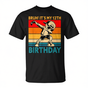 T-shirt à manches courtes pour enfants, col ras du cou, imprimé numérique, 12e anniversaire, Dabbing Gamer - Product Image 2