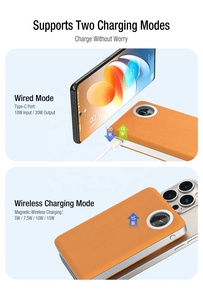 แบตสำรอง OEM 10000mah สกรีนโลโก้ได้ แม่เหล็ก 2 in 1 แบตสำรองแบบกึ่งโซลิดสเตต ชาร์จไร้สาย เคสหนัง - Product Image 6