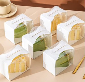 Blanc Clair Triangle Sandwich Tranche Gâteau Boîte Gâteau Au Fromage Transparent Gâteau Papier Boîtes Avec Poignée - Product Image 6