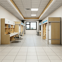 Lit superposé en fer avec armoire et bureau intégrés pour étudiants, lit double avec escalier