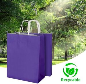 Bolsas de Papel Kraft Moradas con Asas, para Fiestas de Cumpleaños, Compras, Reciclables, Personalizables, para Llevar Comida - Product Image 4