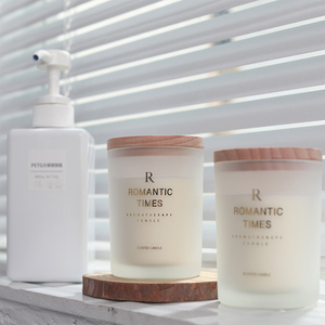 Pot en verre givré de haute qualité, décoration de la maison, esprit relax avec couvercle en bois, cire de plante, bougie d'aromathérapie - Product Image 2