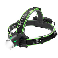 Lampe frontale de camping extérieure étanche IP44 rechargeable USB noire/verte, rotation à 360 degrés, chargement Type-C, 4100K