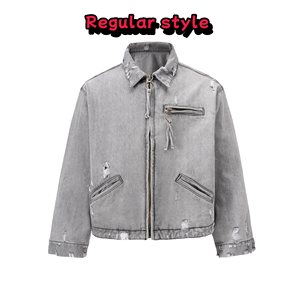 Giacca Bomber in Denim Vintage Personalizzata 2025 per <span class=keywords><strong>Uomo</strong></span>, Imbottita, con Zip e Decorazioni Ricamate a Motivo Letterale - Product Image 3