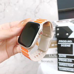 Producto éxito de ventas, correa de reloj de silicona con textura a cuadros de dos colores para <span class=keywords><strong>Apple</strong></span> <span class=keywords><strong>Watch</strong></span> Ultra Series 11 10 9 8 7 <span class=keywords><strong>6</strong></span> 5 Correa - Product Image 5