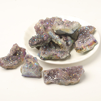 Vente en gros en vrac naturel arc-en-ciel titane placage améthyste Aura Quartz cluster pour Noël décoratif pierres de guérison pierre artisanat